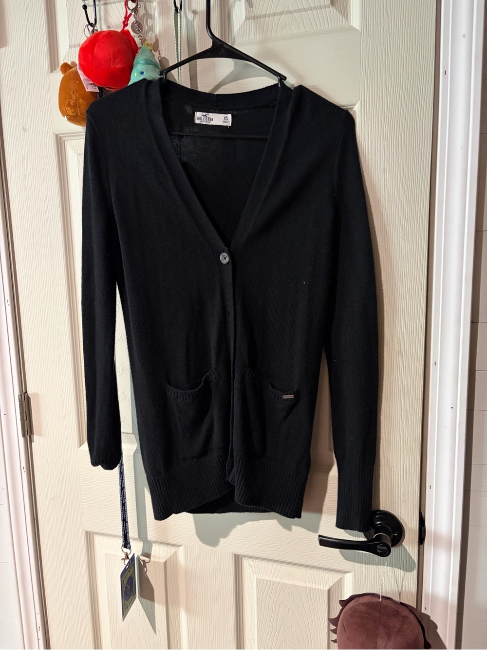 Hollister Black V-Neck Single-Button Cardigan